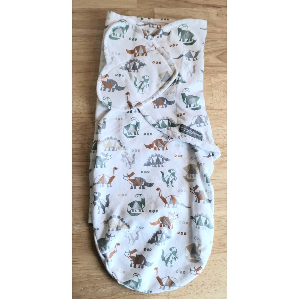 SwaddleMe Original Swaddle Baby Unisex Dinosaurs Months 0-3 100% Cotton EUC